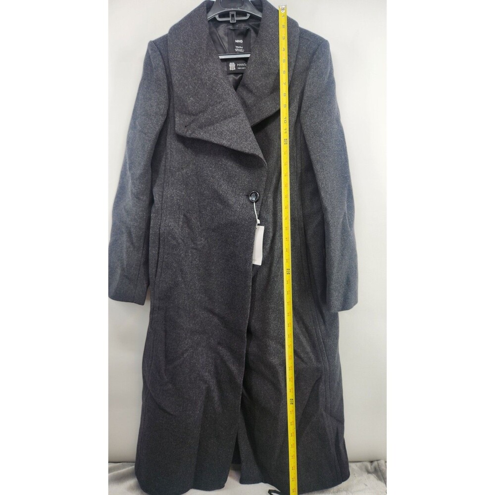 Mango MNG Women's Small Black Woollen Coat With Belt NWT - Picture 11 of 14
